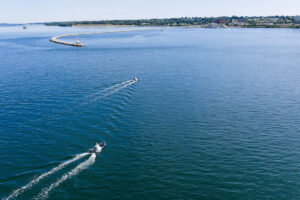 Boats shown from drone